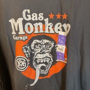 NWT Men's GAS MONKEY‎ GARAGE Grey T-Shirt Vintage Logo Graphic Tee Size 2XL